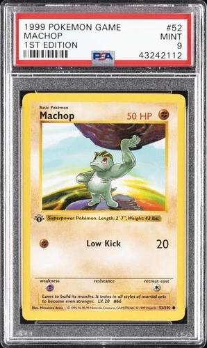 1999 POKEMON BASE SET 1ST EDITION #52 MACHOP PSA 9