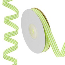 25 Yards x 0.4" Plaid Ribbon, Light Green Gingham Ribbon Wrapping