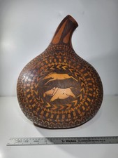 Large Vintage Etched Calabash / Gourd #3, Handmade In Kenya by the Akamva people