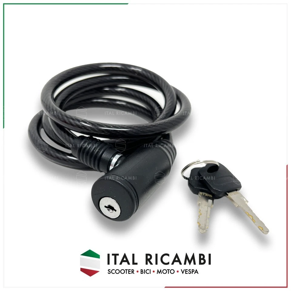 CATENA LUCCHETTO ANTIFURTO BICI CAVO 8 MM X 1 M CON CHIAVE PASSEGGINO CANCELLO - Immagine 3 di 4