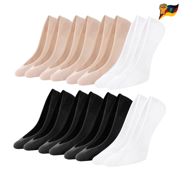 FüßLinge Ballerina Socken Damen 8 Paar 39-42 Rutschfest Silikon Halbsocken Set-image