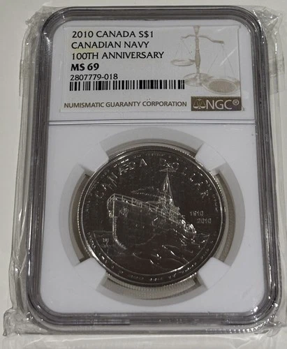 Canada 2010 $1 One Silver Dollar 100th Anniversary Navy NGC Graded MS-69 RCM 