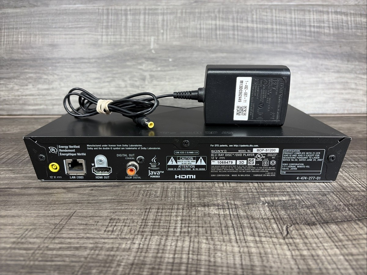 Sony BDP-S1200 Blu-ray Disc Player No Remote Tested working