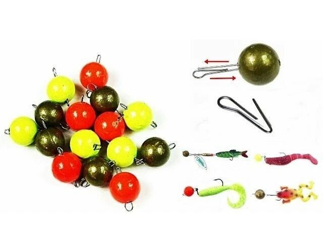 Gefärbte Jigkopf Bleikugel-Set – 30 Stück in 2–40 g mit Clip für Gummifische - Bild 2 von 2