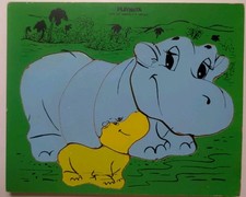 Vintage Wood Puzzle Playskool Hippo 275-38