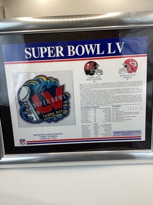 Super Bowl LV Tampa Bag Buccaneers Chief Framed NFL Patch Tom Brady MVP 2021