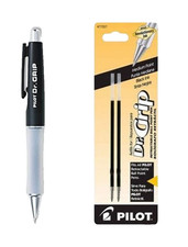 Pilot Dr. Grip Retractable Ball Pen Black w/ Black Ink Refill Office School