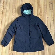 Lands End Kids Navy Blue Insulated Hooded Winter Parka Jacket Snow medium 10-12
