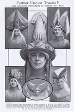 MODA Copricapo di ispirazione francese XV secolo - Stampa antica 1913