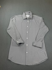 Mizzen Main Shirt Mens Small Black Gingham Trim Fit Stretch Long Sleeve Made USA