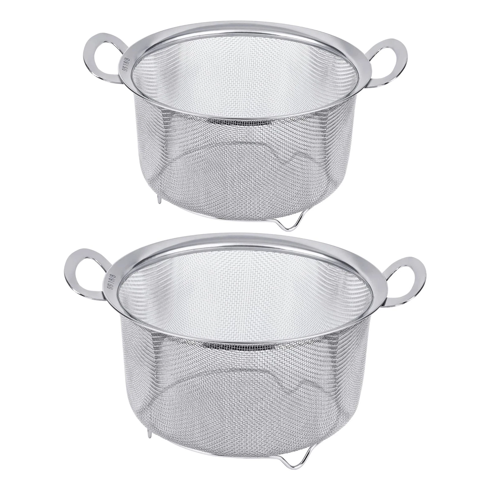 18/8 Stainless Steel Fine Mesh Strainer Set 2 PCS Colander Sieve Handles