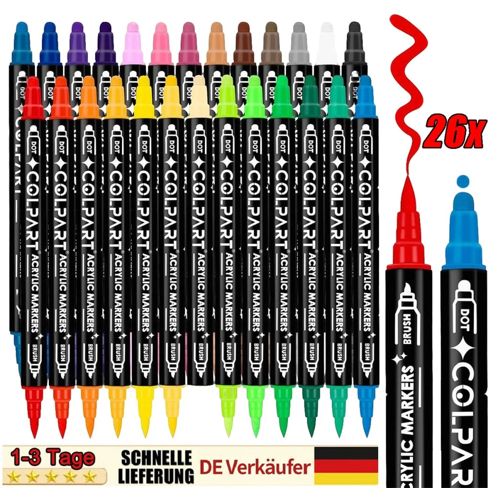 MARKENLOS 26 Farben Acrylstifte Set Multimarker Acrylfarben Acrylic Paint Marker Set Neu