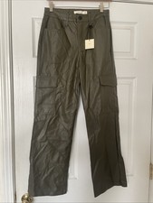TGLA Sz 7/28 Olive Green Faux Leather High Rise Cargo Pants