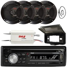 Pyle Marine Boat CD MP3 AUX Stereo Radio W/Cover, 4x 6.5" Speakers  Amplifier
