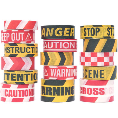 Caution Line Washi Tape Set 16 Rolls Yellow Red Boundary Masking Transportation 
