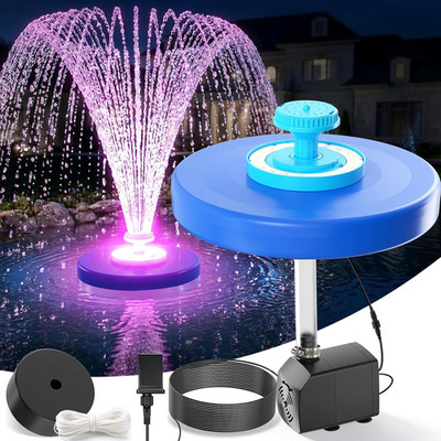Large Pond Fountain,Floating Pool Fountain with LED Lights,Big Floating Water Fo