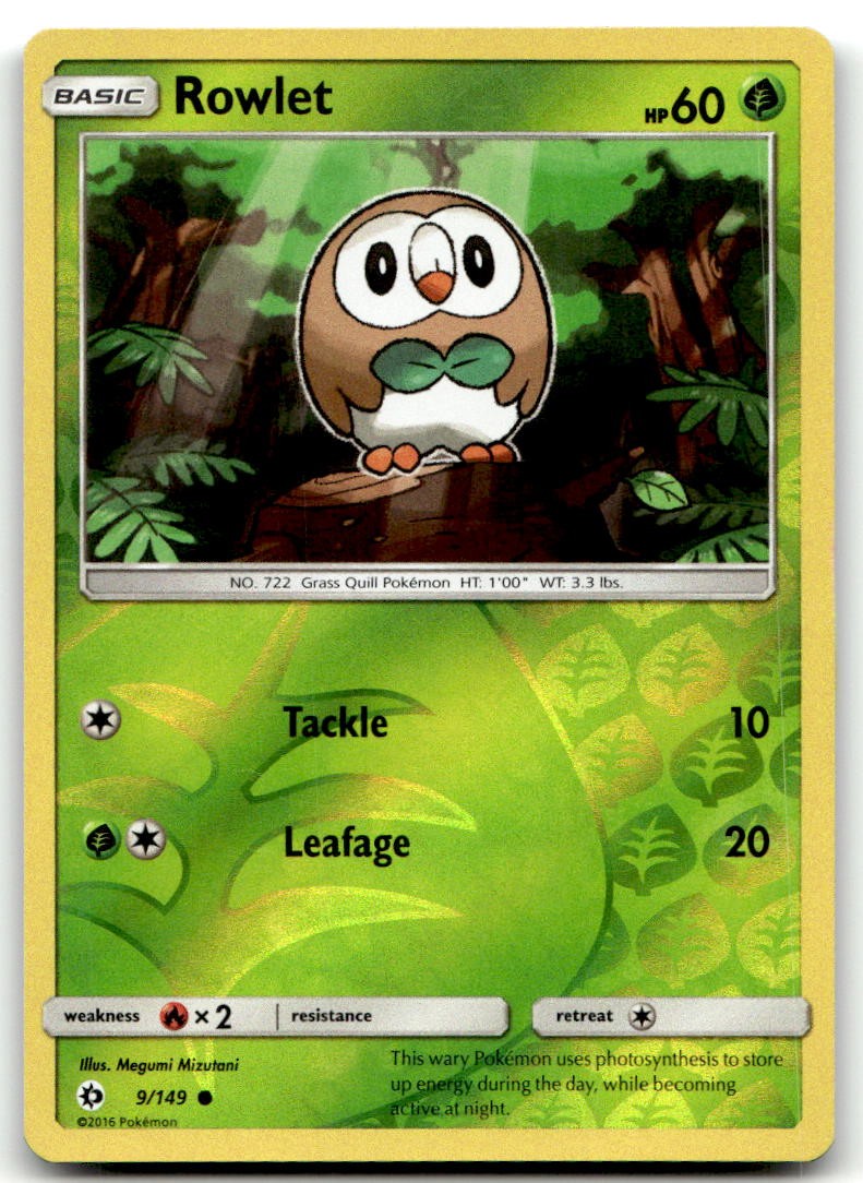 Rowlet 9/149 SM Base Set Common Reverse Holo NM