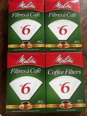 Melitta 626402 40 Count #6 White Cone Coffee Filters - Lot Of 4 - Free Shipping