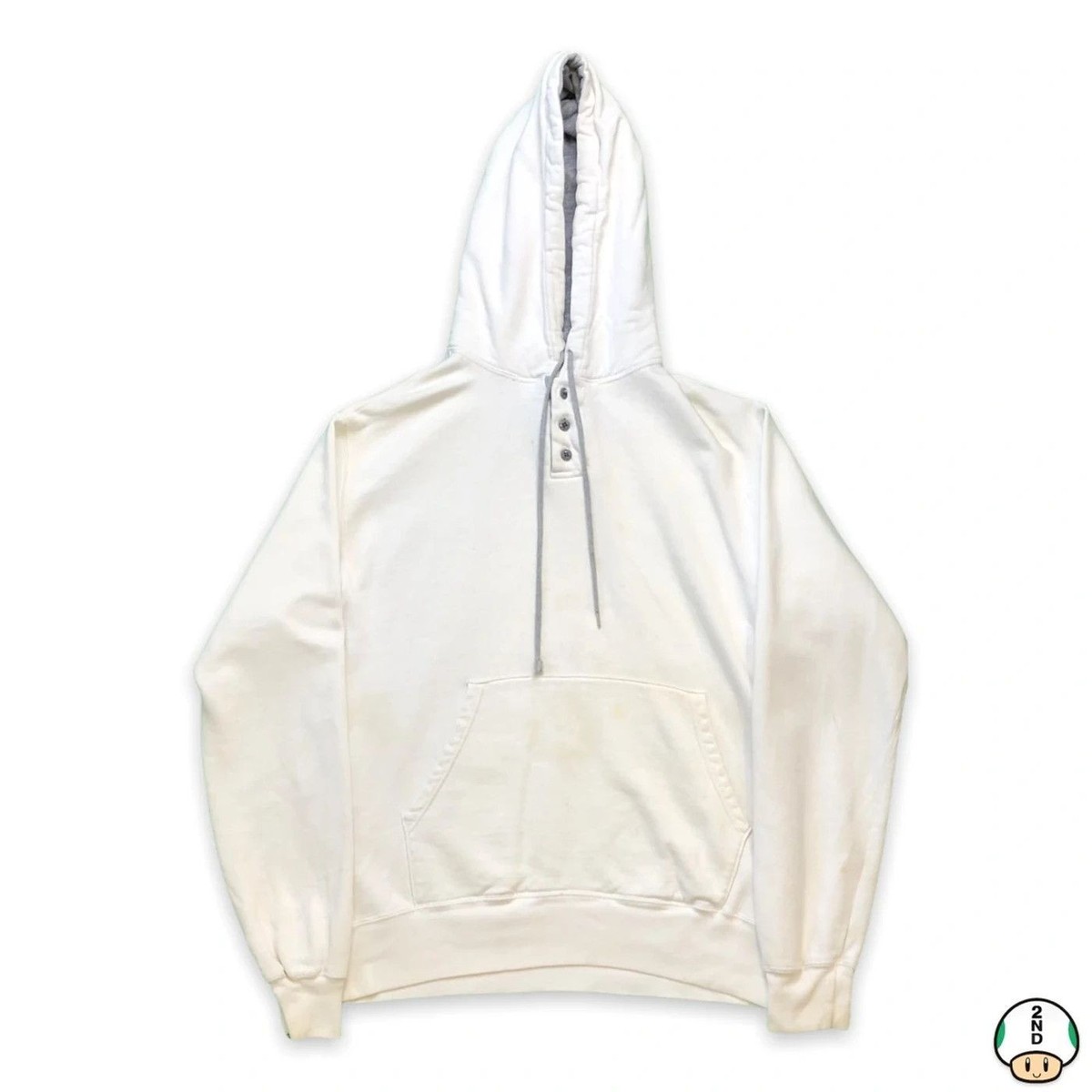 Vintage 90s Russell Athletic Hoodie Mens Medium White USA 1/4