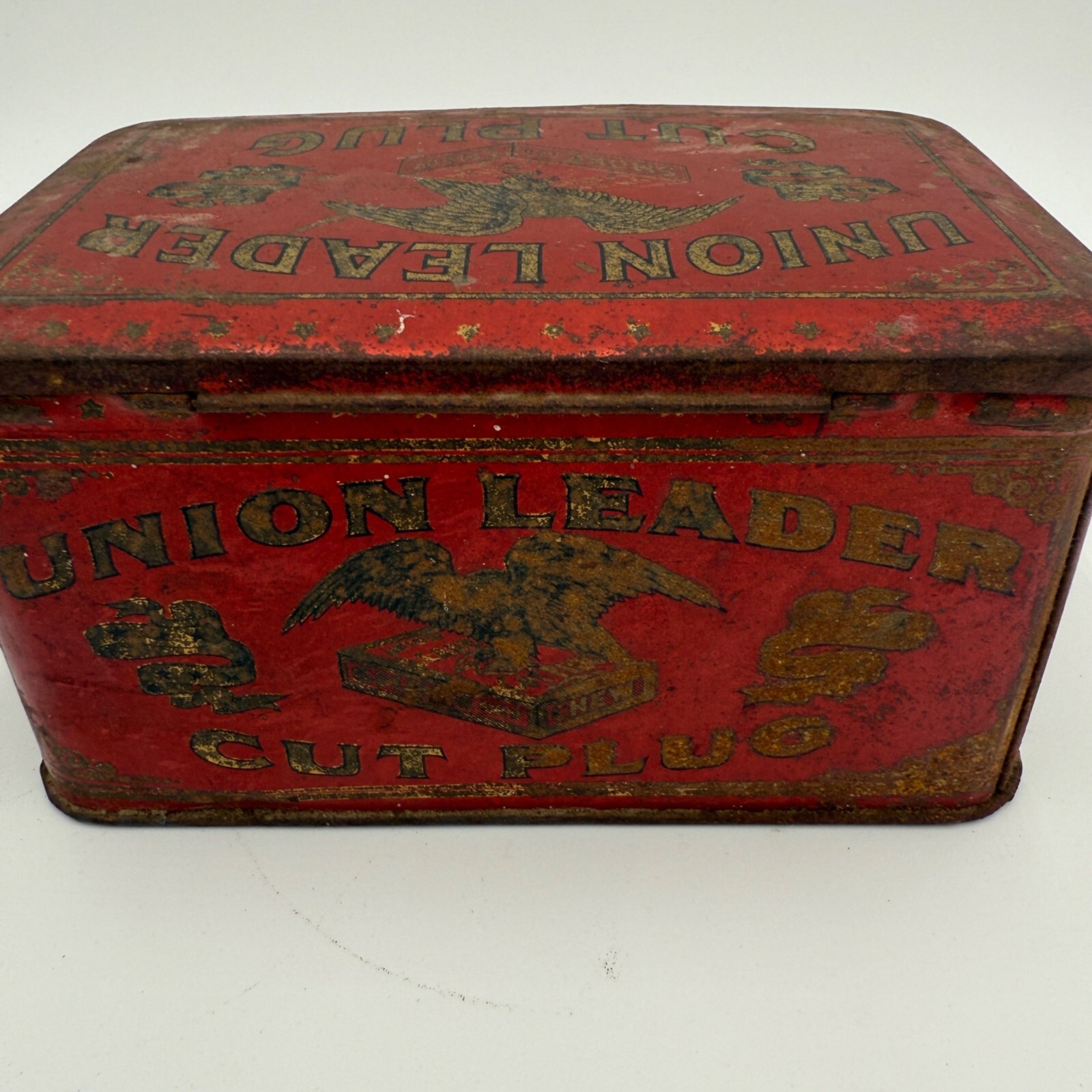 Vintage “Union Leader Cut Plug” Tobacco Advertising Tin Empty  Container