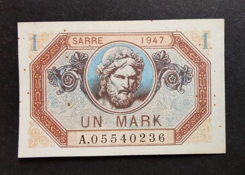 UNC- gedruckt in Frankreich 1 D-Mark 1947 Saar Deutschland