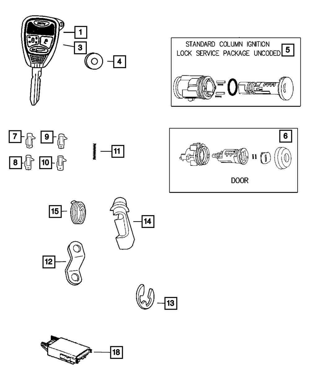 Llave en blanco con transmisor para Jeep Liberty 2005-2007 (N/P 68273340AC)