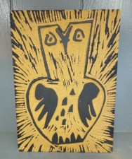 Carved Wood Owl Art Printing Block Woodblock Relief 5 x 7