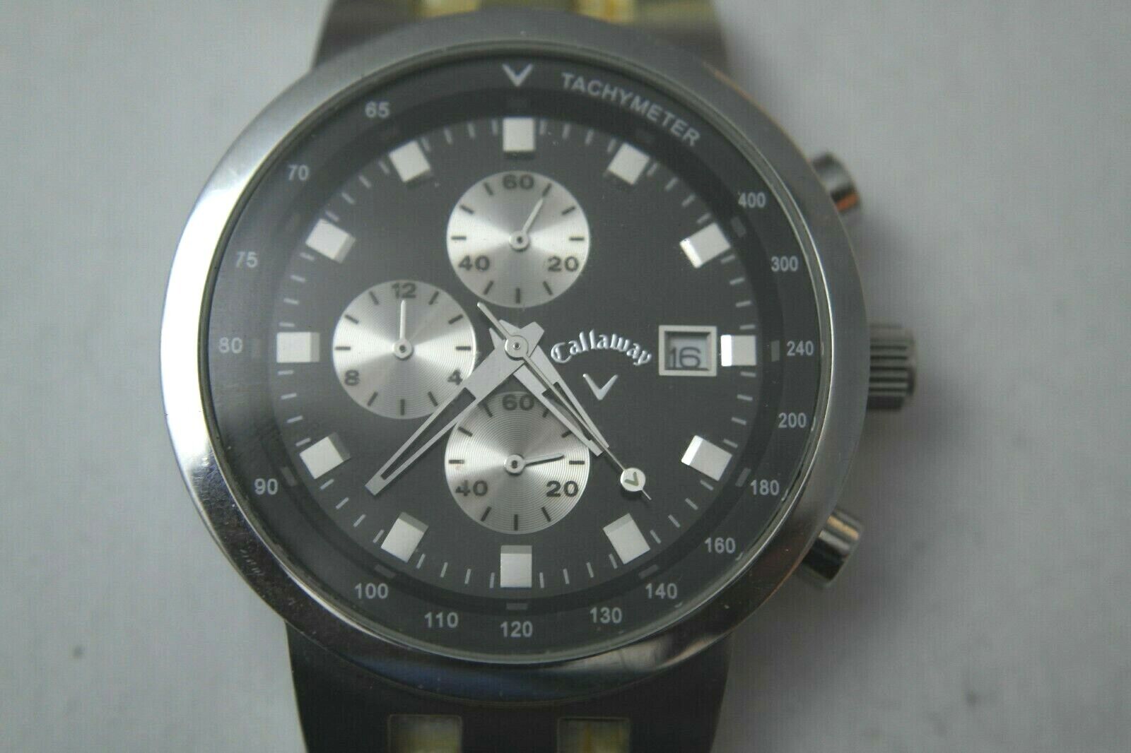 CALLAWAY GOLF CA-2085 All SS Quartz Tachymeter Unisex Wristwatch