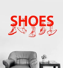 Vinyl Wall Decal Shoe Shop For Men Boot Sneakers Signboard Stickers (1558ig)