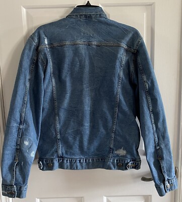 Men's Old Navy Flex Stretch Denim Jean Jacket Medium Distressed