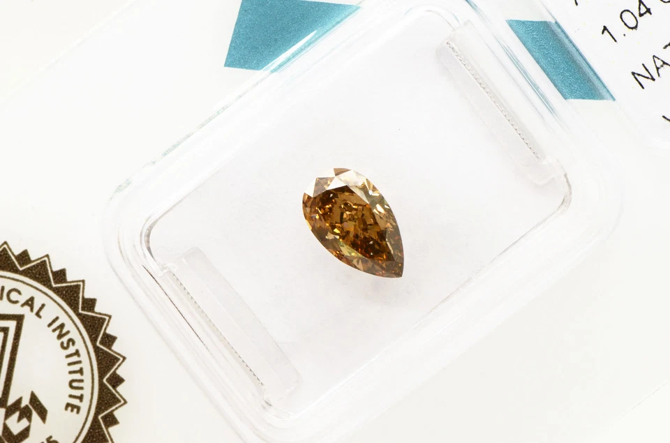 Pear Shape Diamond Natural Fancy Brown Color Loose 1.04 Carat VS2 IGI Certified - Image 2 of 4