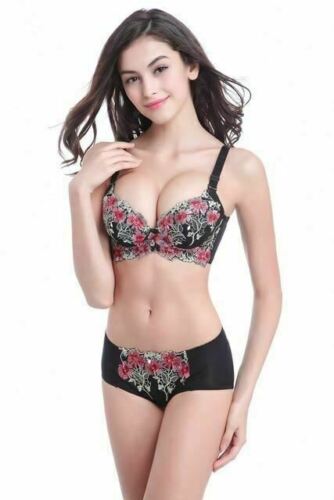 2 Pc/Set Women Sexy Print Bra sets Push up Underwear Silk Lace Flower Bow eBay