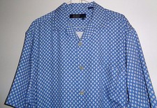 NEW Nat Nast ATOMIC Blue White Gray Diamonds Camp Collar ROCKABILLY 100 Silk L