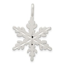 925 Sterling Silver Diamond-Cut Satin Snowflake Charm Pendant 1.34 Inch