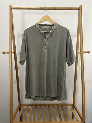 VTG 90s Ferruche NYC Thrashed Worn Faded Henley WIP Work T-Shirt Size L
