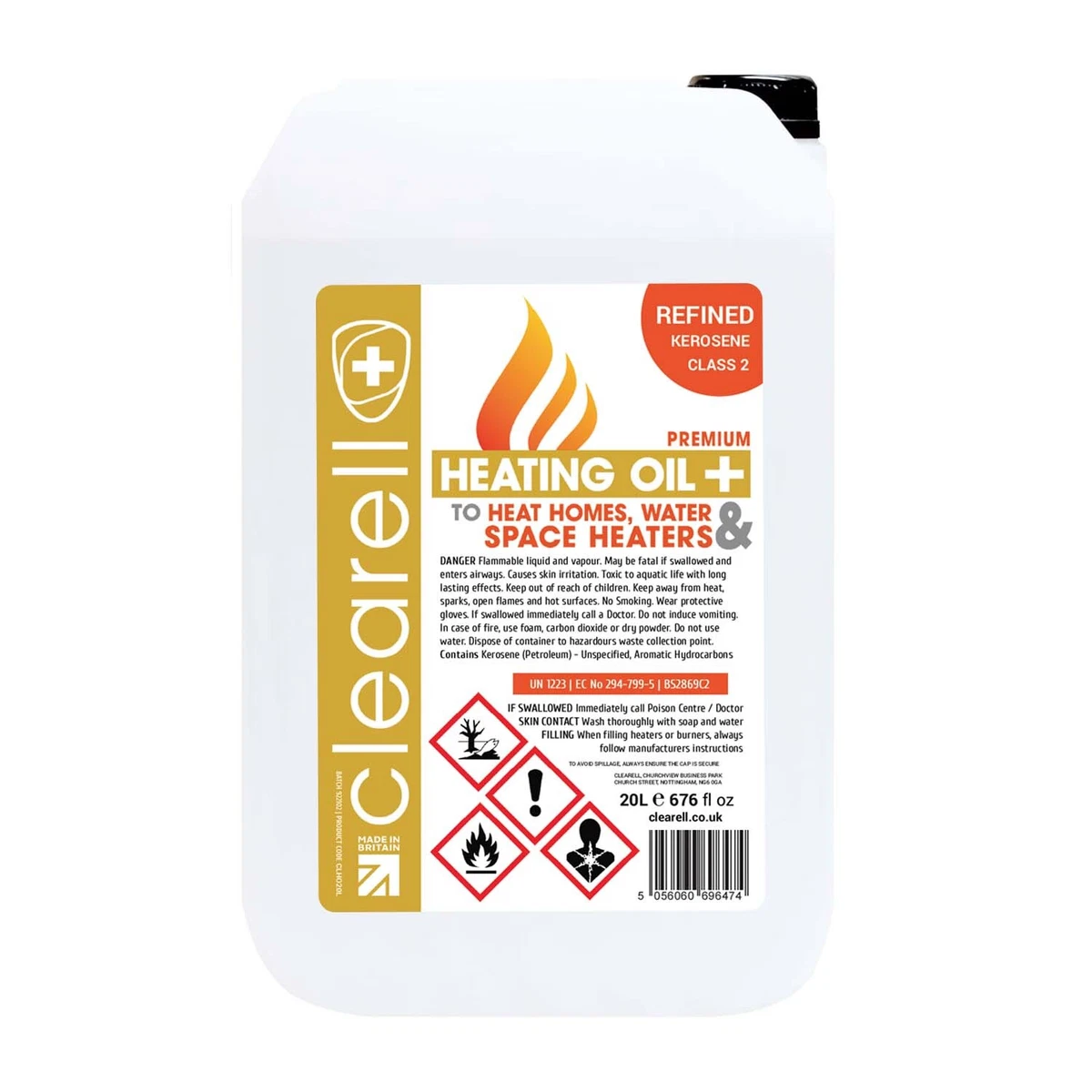 Clearell 20L HEATING OIL Premium Quality Kerosene Oil Domestic Home 20  Litres | eBay