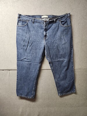 Faded Glory Jeans Mens 50x30 Medium Wash Blue Denim Stains