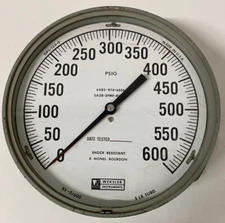 WEKSLER 9”SHOCK RESISTANT PSIG6685-974-6536  0-600 PSIG PRESSURE GAUGES K-MONEL