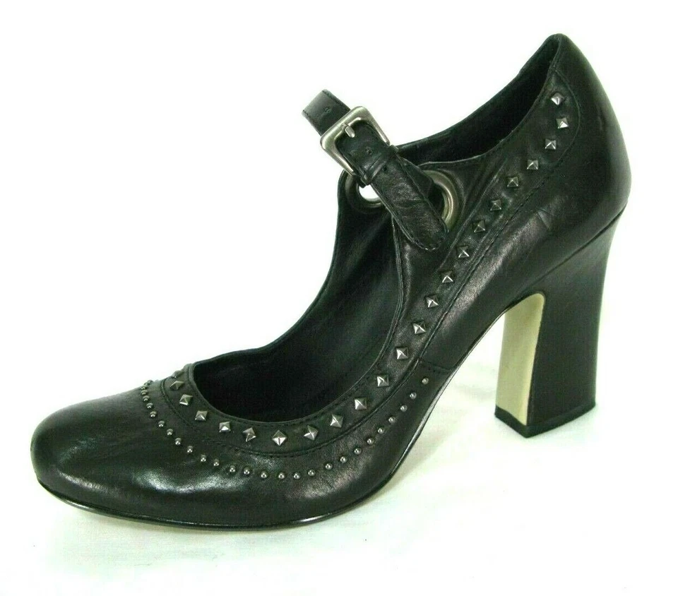 Zapatos B. Makowsky Talla 7 Mary Jane Correa al Tobillo Zapatos Tacones Trozos Tachonados Foto 2 de 4