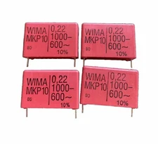 Wima MKP10 0.22uF 1000Vdc / 600Vac Capacitors - Set of 4 NOS High Quality