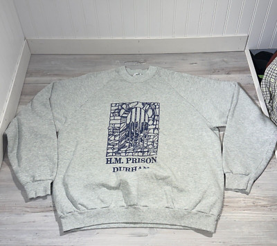 VTG Screen Stars H. M. Prison Durham Sweatshirt Sz XL Crew Neck Soft Pullover