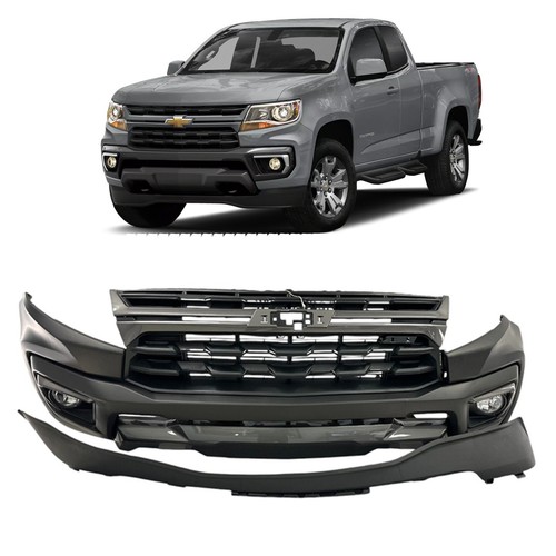 Front Bumper Cover For 2021-2022 Chevy Colorado – No Tow Hook Hole, Primed Black Plastic
