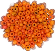 India 9 mm Opaque Orange Mix Press Glass Crow Beads  150 pcs 