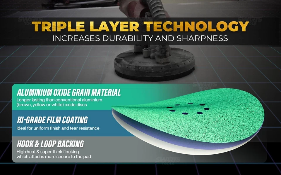 Sanding Discs Pads for Dry Wall Sander Circular Hook & Loop - 225mm 8.8" - image 4 of 4