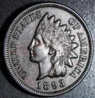 1893 INDIAN HEAD CENT - With LIBERTY & DIAMONDS - XF EF