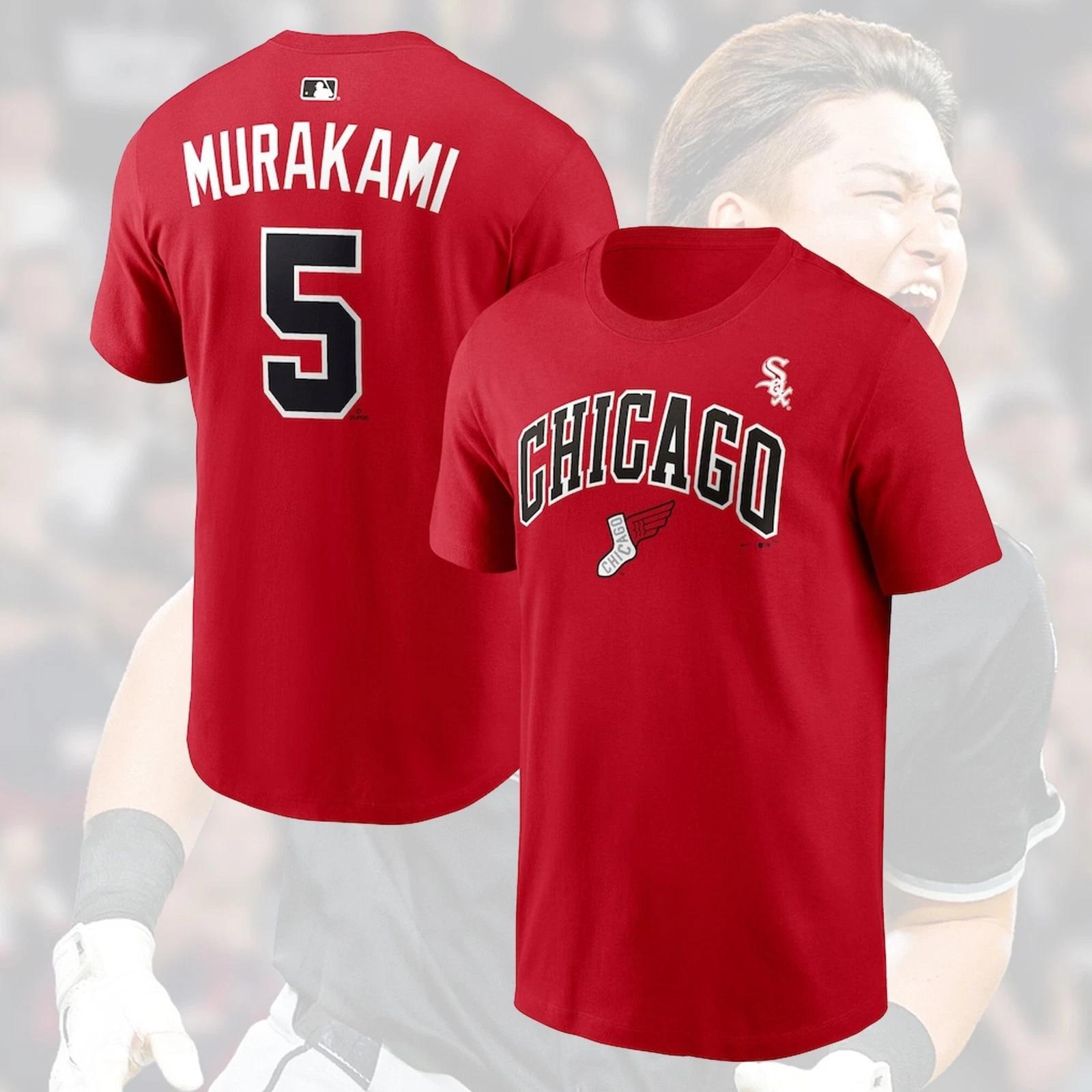 Munetaka Murakami #5 Chicago White Sox Double Sided T-Shirt 2026 Player Name & Number Gift
