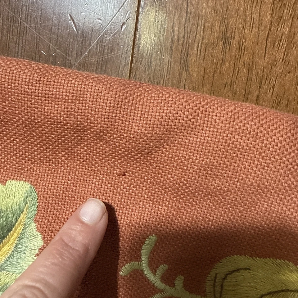 Pottery Barn Coral Floral Boho Embroidered Accent Pillow Cover 20x20” Cotton/Lin - Image 4 of 4