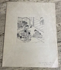 Nishikawa Sukenobu (1675-1754) Japanese Woodblock Print c.1742 Young Girls