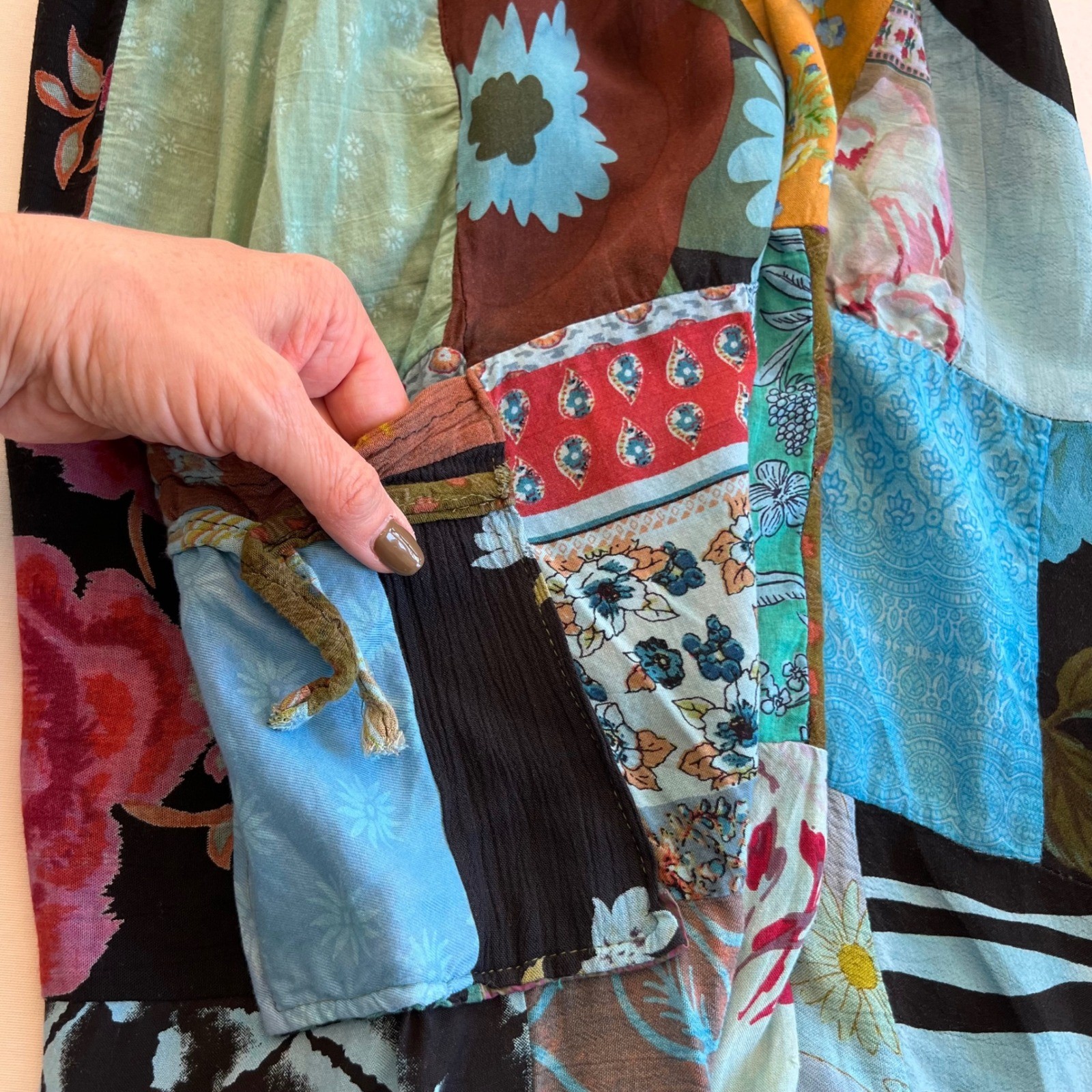 Bohemian Patchwork Multi-Color Whimsical Boho Art… - image 6