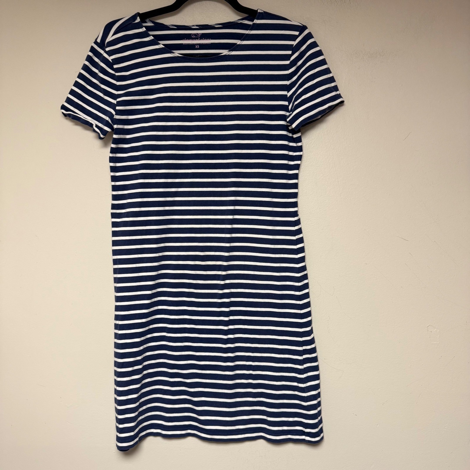 Vineyard Vines T-Shirt Dress Women XS Navy White Striped Excellent Preppy Mini